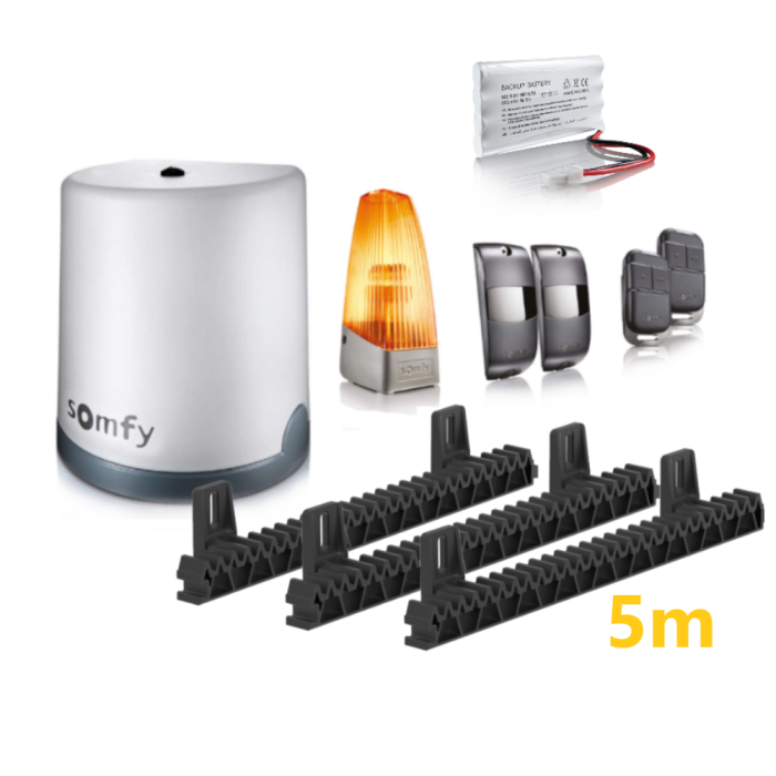 Napęd do bramy przesuwnej Freevia 400 z dodatkową listwą zębatą i akumulatorem Somfy