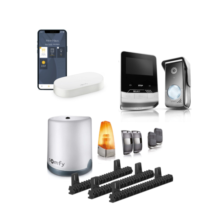 Napęd do bramy przesuwnej Freevia 400 z Centralką Connectivity kit oraz Wideodomofonm V100+ Somfy