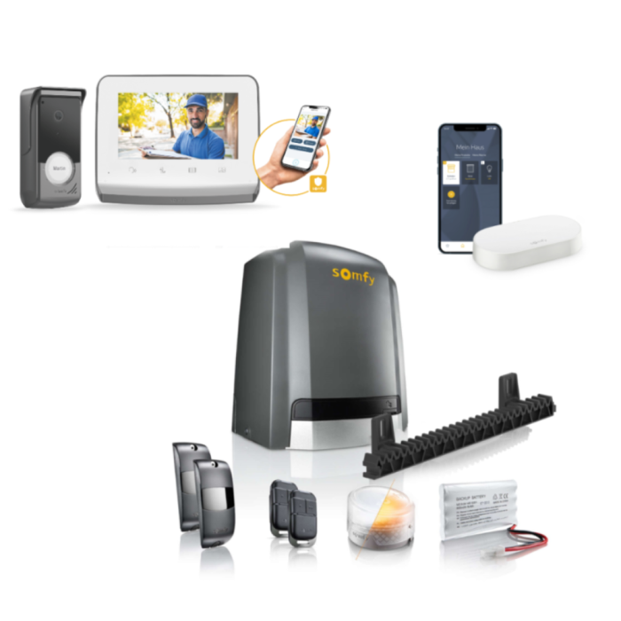 Napęd do bramy przesuwnej Slidy Moove 600 z wideodmofonem connect i centralką Connectivity kit Somfy