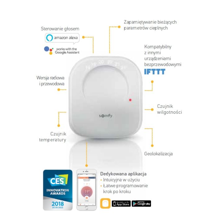 Somfy
Termostat radiowy - zdalnie sterowany przez internet