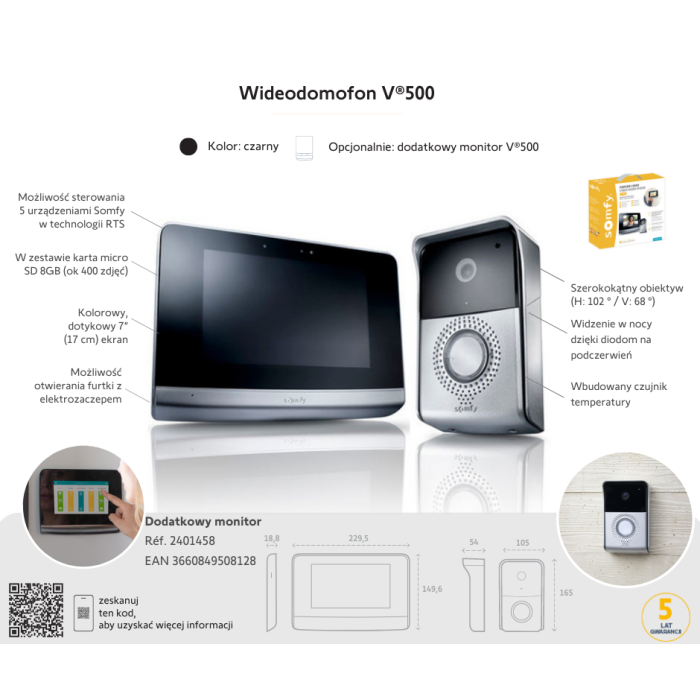 Somfy
Monitor wewnętrzny - Wideodomofon V500