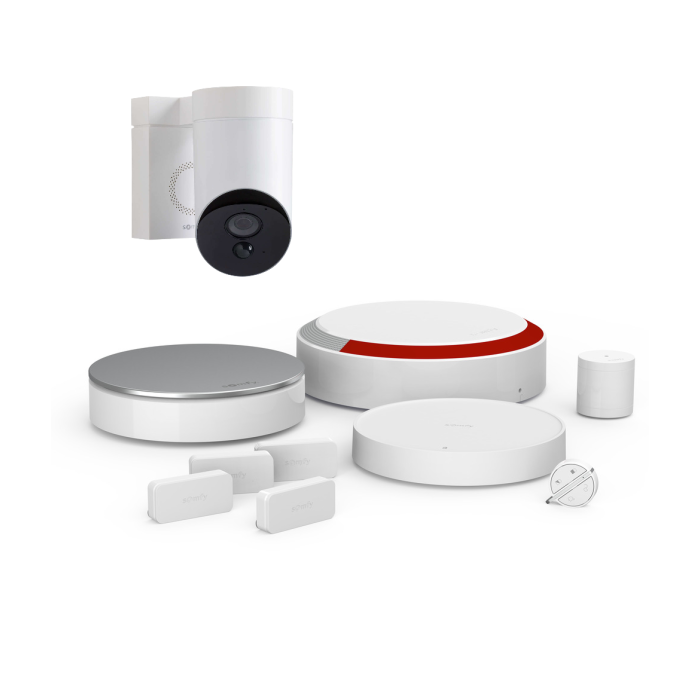 Zestaw Home Alarm Essential Max + Kamera zewnętrzna biała Somfy