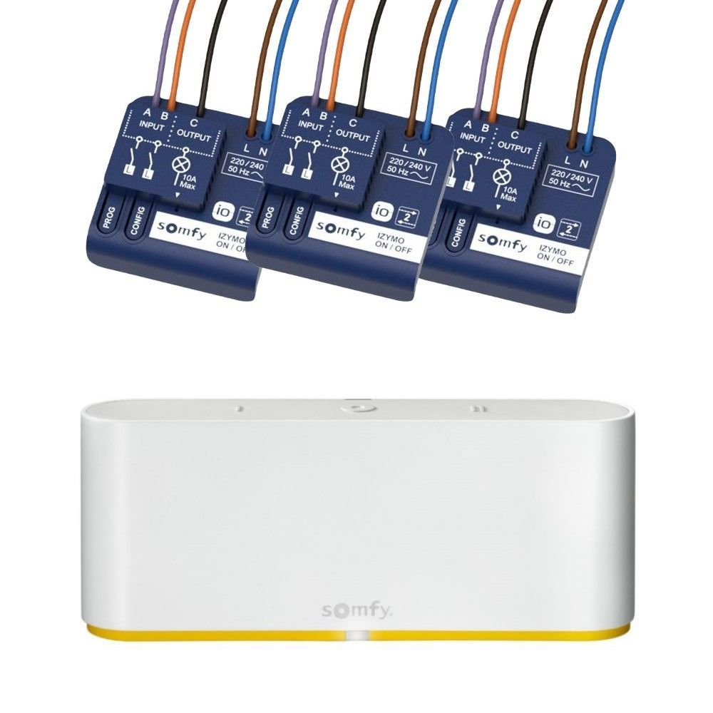 Zestaw smart oświetlenie – centrala Somfy TaHoma Switch i mikromoduły świetlne Izymo