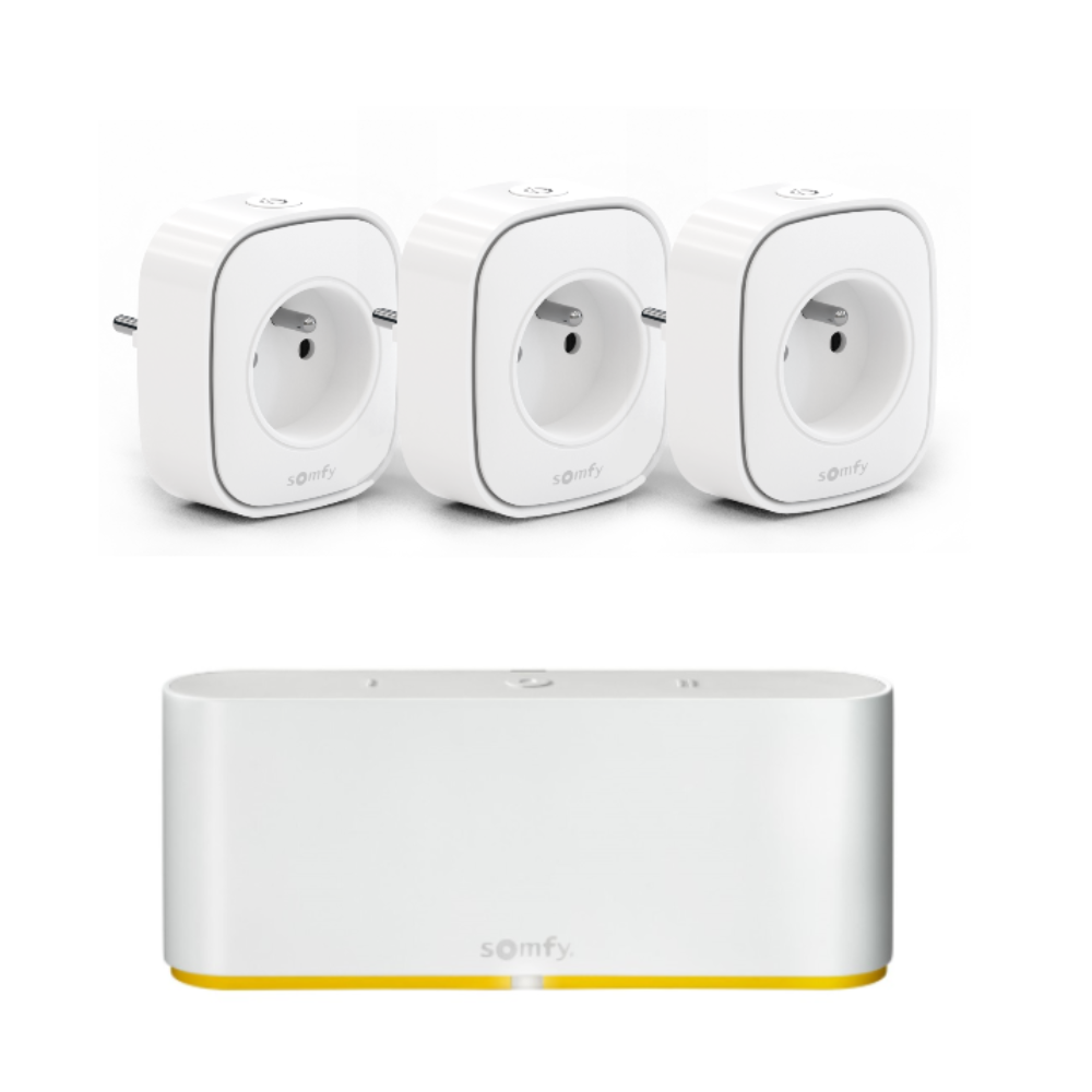 Zestaw zdalne gniazdka – centrala Somfy TaHoma Switch i 3 smart gniazdka Zigbee