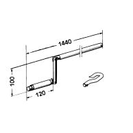 Korba krótka z hakiem stalowym, długość 1440 mm.